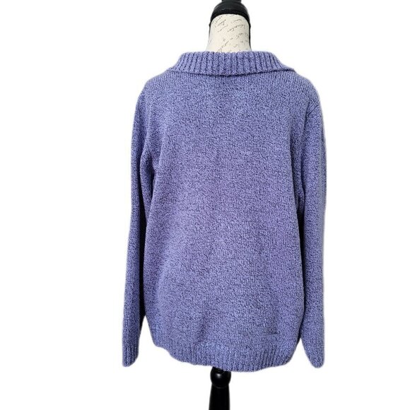 Karen Scott Purple Marled 3 Button V Neck Collar Neck Sweater Size 3X - Picture 3 of 8